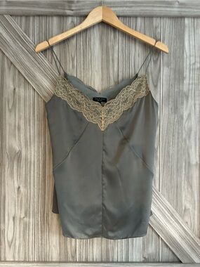 rag & bone 100% Silk Lace Cami Top Brushed Nickel Grey Size S
